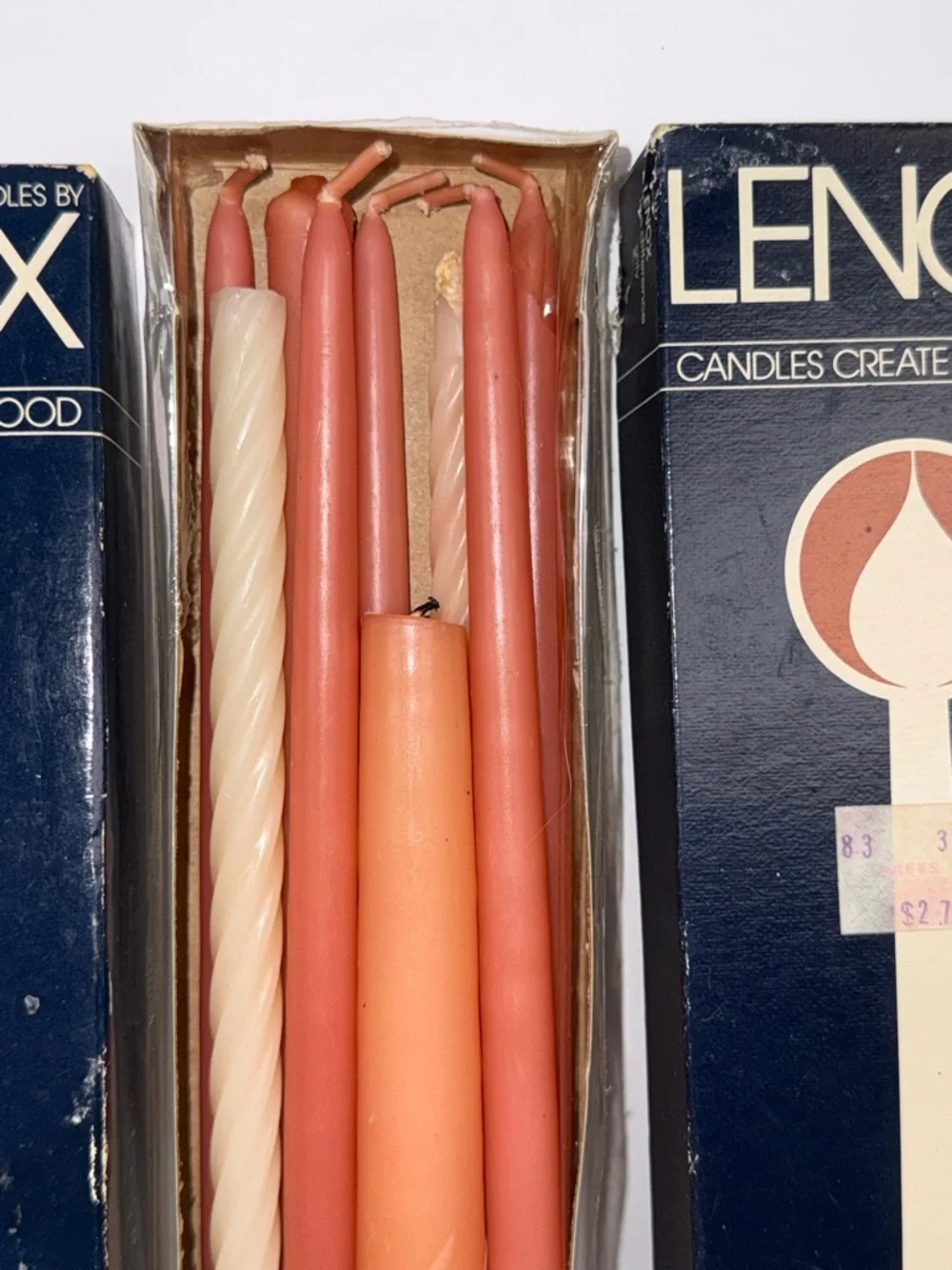 2 Boxes of 1980's Vintage Lenox Candles (Pink/Green/Yellow)